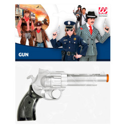 Strieborný plastový revolver